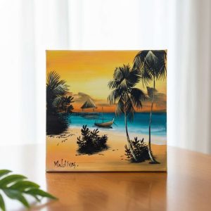 Radiant Maldives Sunset Canvas Painting
