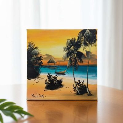 Radiant Maldives Sunset Canvas Painting
