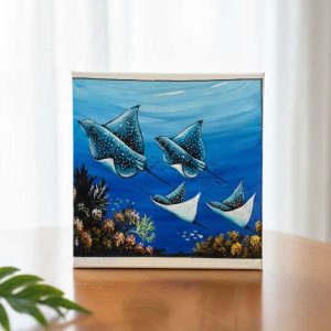 Oceanic Grace: Spotted Eagle Rays Canvas Painting
