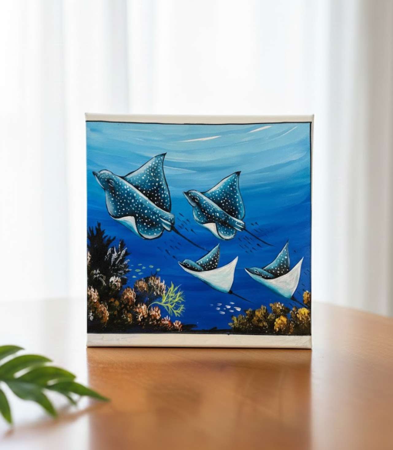 Oceanic Grace: Spotted Eagle Rays Canvas Painting
